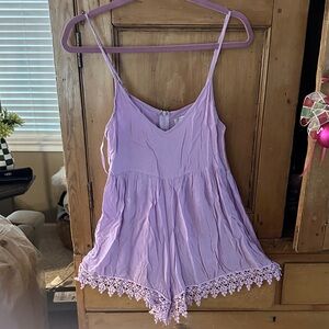 Tobi Lavender Lace Trim Romper